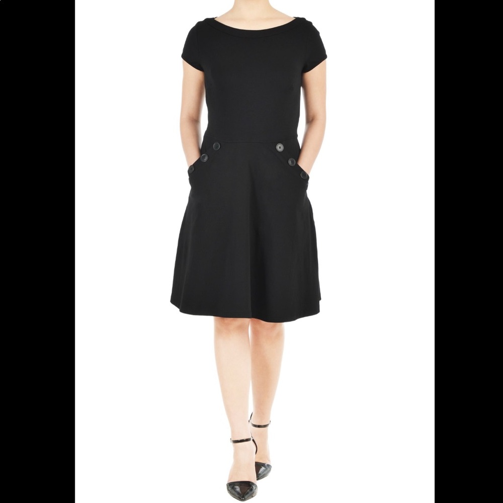 Eshakti Black Large Button Front Pocket Dress Nwot - image 2